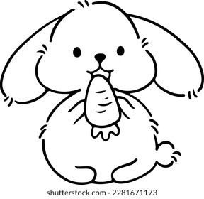 Cute Bunny Doodle Hand draw Cartoon.