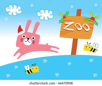 cute bunny doodle in xmas