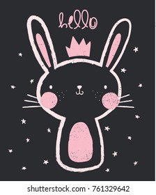 Cute Bunny Drawn For Baby Tee Print