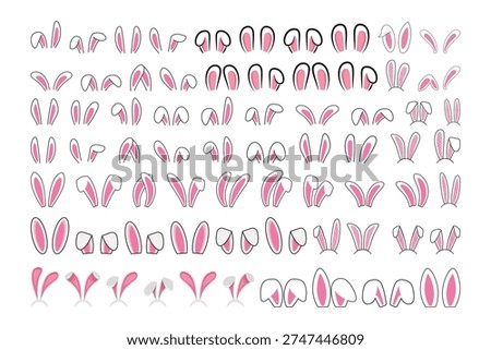 Cute Bunny Ears Clipart Bundle Hand Drawn Rabbit Ear Vector for Kids Crafts Party Decorations DIY Printable Design