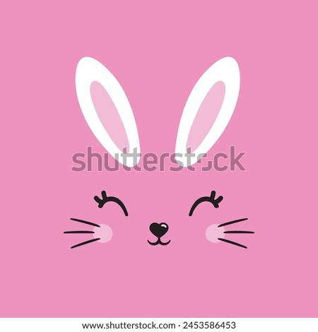 Cute bunny ears, face mask, rabbit portrait, hare faces. Cute white rabbit. Rabbit animal icon isolated on background. For Moon Festival, Chinese Lunar Year of the Rabbit, Easter decor. Wild animals