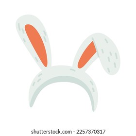 Cute bunny ears headband flat icon. Vector illustration