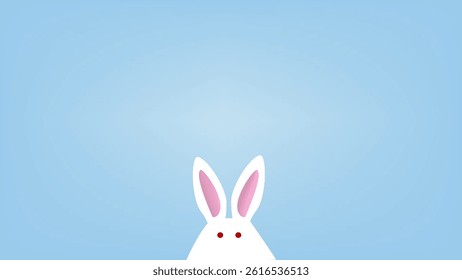 Cute bunny ears peeking on blue background