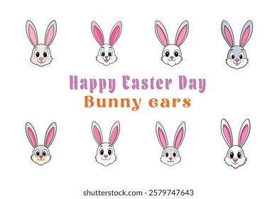 Cute Bunny Ears vector cartoon illustration Easter day