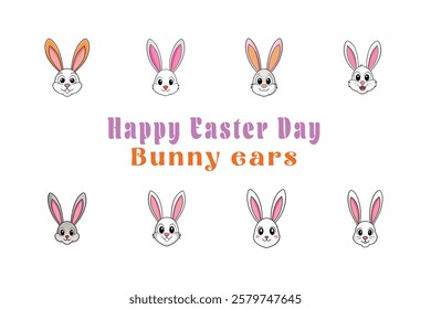 Cute Bunny Ears vector cartoon illustration Easter day