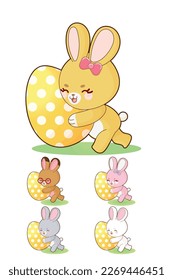 cute bunny easter in 5 different color