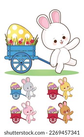 cute bunny easter in 5 different color