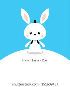 cute bunny easter day greeting card