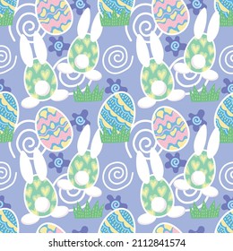 cute bunny easter day seamless pattern design