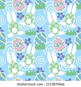 cute bunny easter day seamless pattern design