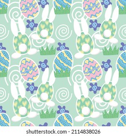 cute bunny easter day seamless pattern design