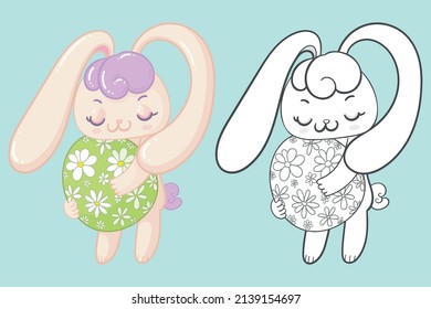 Cute bunny with easter egg