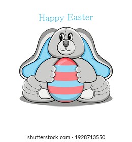 cute bunny with easter egg in hands