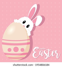 Hermoso lindo con huevo de Pascua. Afiche feliz de Pascua - Ilustración vectorial