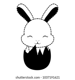 cute bunny in easter egg icon over white background, vector illustration