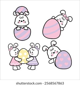 Cute Bunny with Easter Egg Illustration
