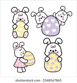 Cute Bunny with Easter Egg Illustration
