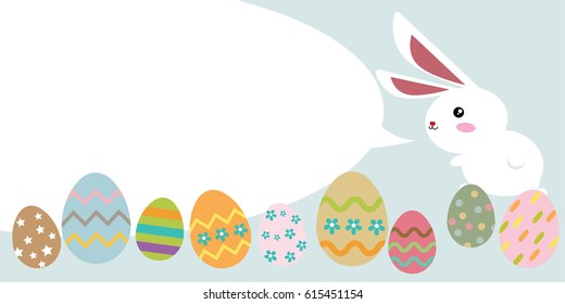 Cute Bunny and Easter Egg with speech bubble.