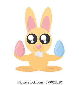 cute bunny with easter eggs vector illustration eps 10