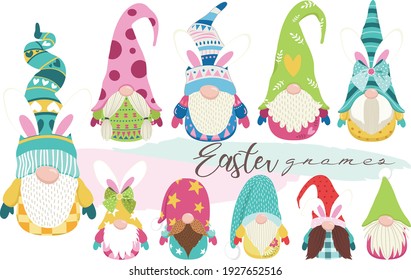 Cute Bunny Easter Gnome Collections Set