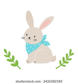Cute bunny. Easter illustration. Flat vector illustration.