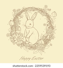 cute bunny in easter wreath
