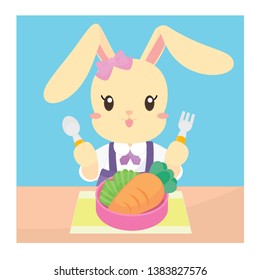 Cute Bunny Eating her Lunch box