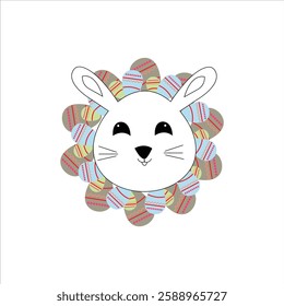 cute bunny with eggs happy easter concept 