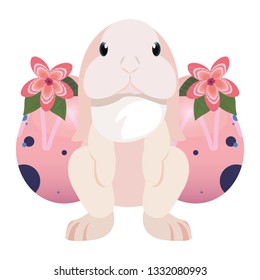 cute bunny and eggs painting easter