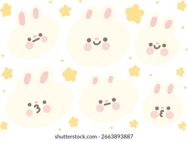 Patrón de Ilustración vectorial de elemento de conejito lindo 