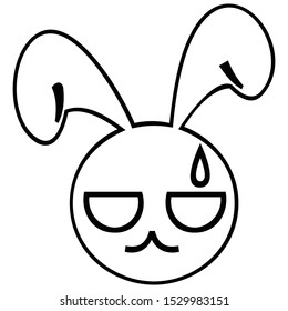 cute bunny emoticons in black and white