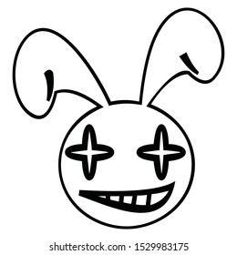 cute bunny emoticons in black and white