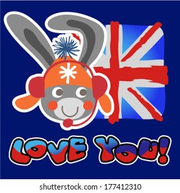 cute bunny with English flag