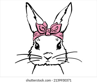 Cute bunny face with bandana. Sweet t-shirt print.