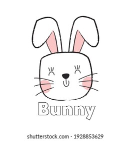 Cute Bunny Face With Doodle Style