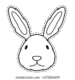 Cute bunny face dotted sticker. Vector illustration design