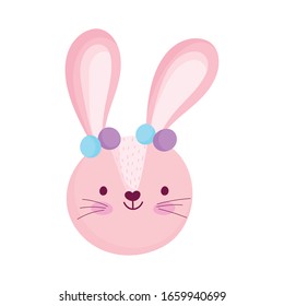 cute bunny face ears decoration animal cartoon vector illustration