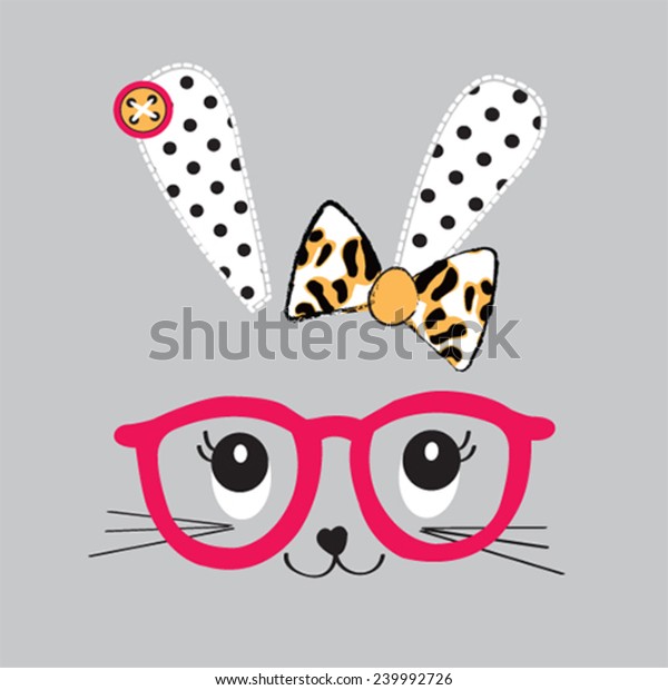 Download Cute Bunny Face Glasses Vector Illustration Stock Vector ...