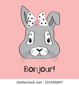 cute bunny face, Happy Easter bunny vector illustration