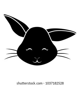 cute bunny face icon over white background, vector illustration
