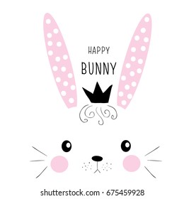 Cute Bunny Face Illustration To Baby Tee Print