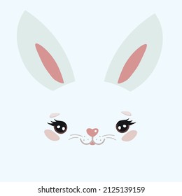 
Cute bunny face on a square background.