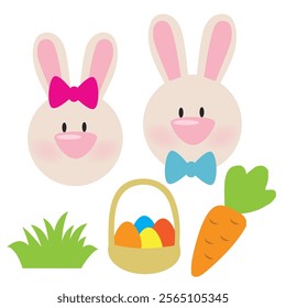 Cute bunny face vector cartoon illustration