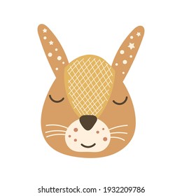 Cute bunny face. Vector illustration.
