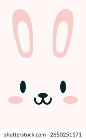Cute Bunny Face Vector with Whimsical Charm. Perfect for kids' decor