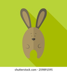 Cute bunny. Flat stylized illustration with shadow