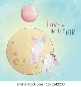 Un conejo chiflado volando a la luna