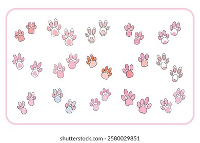 Cute Bunny footprints vector cartoon illustration Easter day