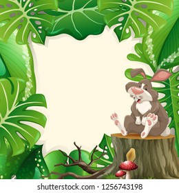 Cute bunny forest frame illustration