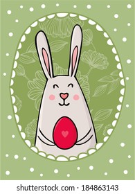 cute bunny in the frame, Easter card